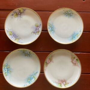 Haviland France Floral Porcelain Dessert Plates - Set of 4